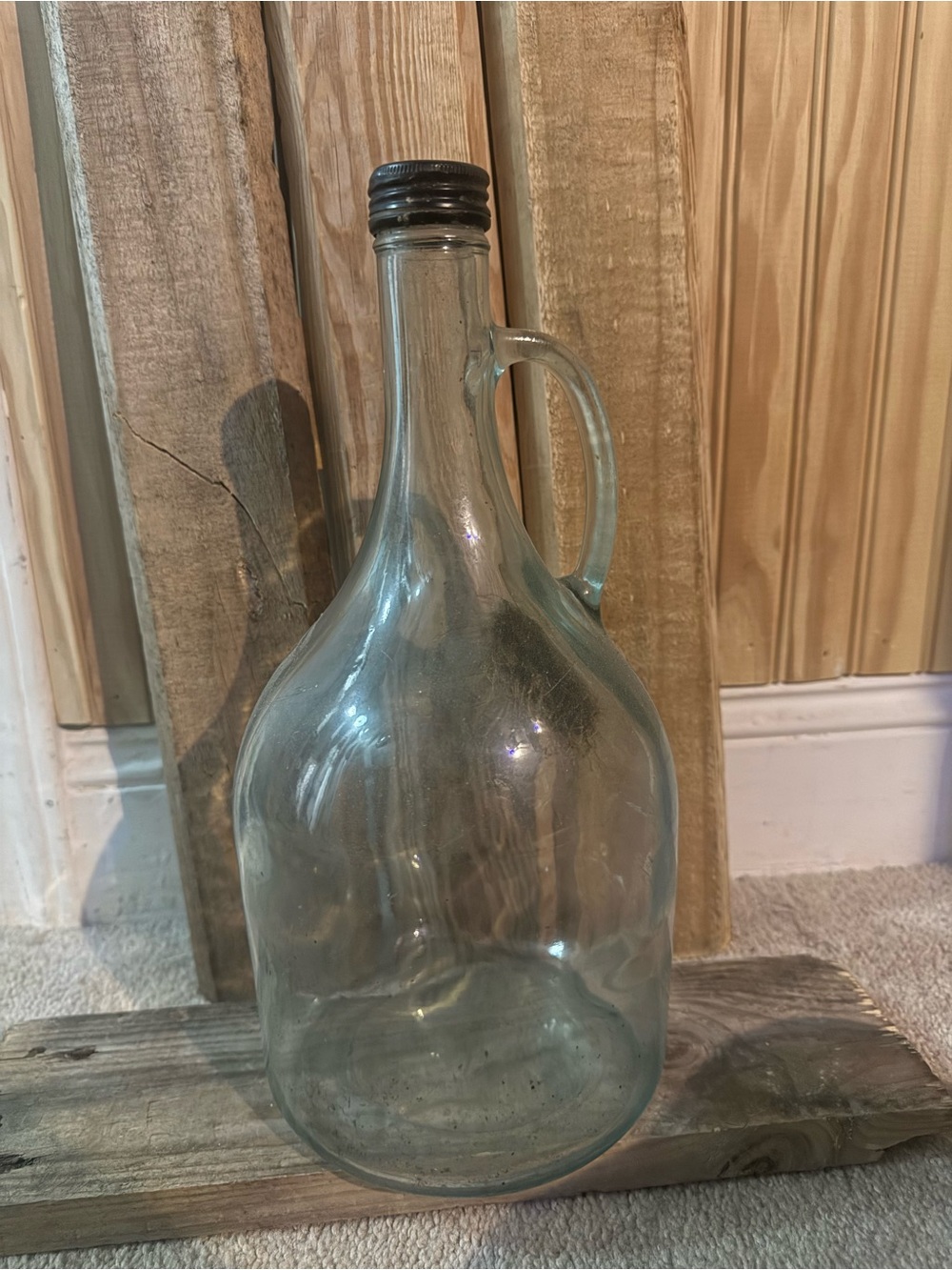 One Gallon Clear Glass Handle Jug Carafe - Home Dining